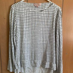 Philosophy Checkered Long Sleeve Flutter Blouse Size Medium